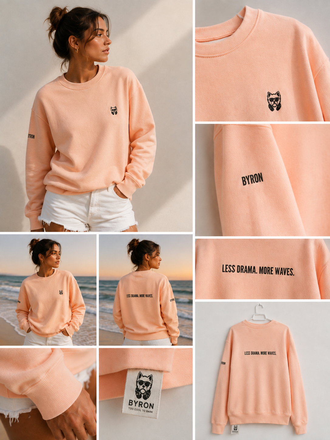 Sudadera Peach – LESS DRAMA. MORE WAVES